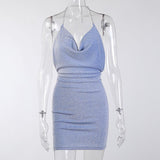 Zingj Bright Silk Hanging Neck Sexy Pile Pile Collar Dress Female Spring / Summer 2023 Sexy Backpack Hip Slip