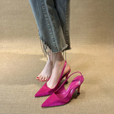 Classic Simple Gray High-Heeled Women's Sharp Head Behind A Word Buckle With Commute Banquet Fine