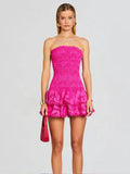 2025 New Fashion Sexy Take-Off Design Embroidered Lotus Leaves Side Bra Short Dress