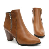 Boots Girl Wish Autumn And Winter Retro Wiping Coarse And High Heel Side Zipper Large Size Martin