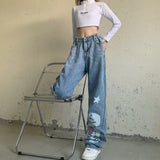 Button Loose Straight Fit Mop JeansOutfit