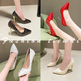 Single Shoe Tip Light Mouth Spring And Autumn Large Size Lady With Snake-Print High Heels Female Senior Matching