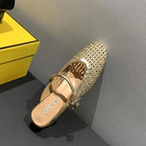 Retro Net Bread Head Half-Dragging Sandals Women Summer Weaving Coarse Coarse And Mary Jane Pedaled Women's