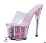 Zingj 2023 Summer New Model Shoes Super High Heels 17CM Thin Heel Waterproof Table Sandal Female Transparent