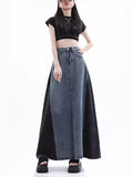 Zingj Design Sense Retro Thin Color Denim Skirt Tall Cover Meat High Waist Color Skirt Female Spring And