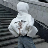 Personality Trend Hottie Casual Blouse Angel Print Hooded Zip-Up T-Shirt Girl Spring And