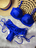 Multi-Color Solid Color Choreette Sling Sling Chest Hard Bag Bikini 2025 New High-Waisted Split Swimsuit