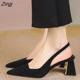 Women Pumps Hot Sale Black High Heels Shoes Sandals Summer 2023 New Party Sexy Thick Mules Shoes Slippers Ladies Wedding