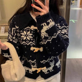 Korean Academy Wind Reduction Horn Buckle Buckle Bump Color Thick Warm Short Coat Sweater