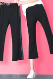 Pants Women Calf-length Flare Side-stripe Thin Summer Slim Ice-silk Womens Trousers Fashion Vintage Simple Leisure