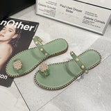 Size Large-Size Women's Shoes 2025 Summer New Pineapple Water Drill Cool Slippers Women Wear Flat Beach
