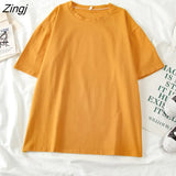 Women Short Sleeve T-shirts O-neck Embroidery Casual Simple Soft Korean Style Trendy Loose Tops Womens Sweet Girls Harajuku