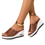 And Summer New Fish Mouth Slope And Slippers Women Wear Fashion Leisure Flip-Flops To Drag Large Size Women's