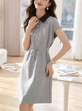 POLO Collo Colling Pinyin Long Dresses Mid-Long Dresses 2025 Summer New Casual Sports Sleeve