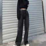 Street Fashion Retro Jeans Women Y2K New Multi-Pocket Straight Mopping Wide-Leg Pants Couple Hip-Hop Casual Loose