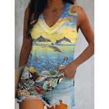 Summer Loose Tank Top Women Beach Sleeveless Shirt Women's Printed Vest Women Blusas Para Mujer Female Clothing