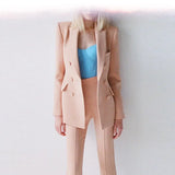 Star Fashion New Double Buckle Suit Jacket Horn Trousers Set Two