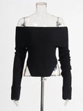 Lazy Top Dress 2025 Autumn New Fashion Niche Irregular Shoulder Knitted Sweater