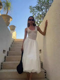 Mesh Vest Sweet Splicing Fake Two-Piece Self-Sightament Dress 2025 Summer