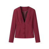 And Autumn Women's Fashion Simple V-Neck Suit Blouse Casual Sleeker Sleeker Sleeker Sleeker