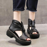 Platform Sandals Women's High Heel Women's Shoes 2025 Summer New Fish Mouth Shoes Rome Wedge Belt Buckle Sandals Women's
