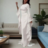 Summer New Round Collar Horn Sleeve Women's Sexy Dress Dress