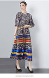 Exquisite Dress Women 2025 New Lazy Wind Collar Mid-Sleeves To Close The Waist Temperament 100-Fold Printing
