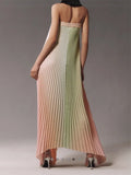 Women's Dress Gradient Tectoracic Dress Fashion 100Fold Dress Sleeveless