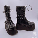 New Punk Belt Buckle Bottom Side Pull Short Boots Women's Large Size Women's