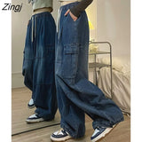 Full-length Jeans Women Loose S-3XL Wide Leg Streetwear Simple Distressed Boyfriend Unisex BF Ulzzang Vintage Korean