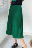 Women's Maxi Winter Skirt A-line White High Quality Brown Vintage Long Pleated Skirt Midi Elastic Waist Elegant for Women