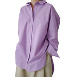 Long Sleeve White Blouse Fashion Spring Buttons Loose Clothes Office Women Tops Casual Cotton Irregular Long Shirt