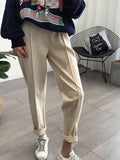 Thicken Women Pencil Pants Wool Pants Female 2023 Autumn High Waist Loose Trousers Capris Good