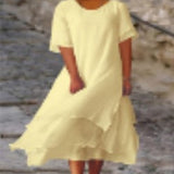 Fashion And Casual Double-Edecker Short-Sleeved Round