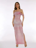 Women's Sexy Out-To-Shoulder Chest Clairvoyant Dress Dress Dress Dress