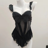 Pure-Style Purple Bow Bow Mesh Yarn Women's Summer Sexy Bare Backs Thin Slings With Pajamas