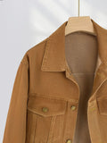 Zingj Kong Style Beauty Maillard Denim Coat Female Short Style Short Person Design Sense Fur Edge Brown Top New