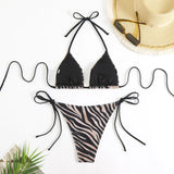 2025 New Zebra Collared Neck Bikini Triangle Package