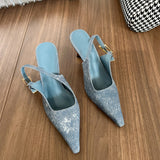 Summer New Summer Children Fashion Temperament Denim Cloth Leopard Single Shoes Women's Fine Heel