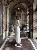 New Women's Elegant Temperament V-Neck Lace Lotus Side Banquet Ass Dress Dress