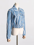 Zingj Street Short Jacket Spring 2024 New Lapel Word Button Wave Color Women's Denim