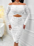 Autumn And Winter Hot Style Women's Wear 2025 Fashion Sexy Solid Color Shoulder Long Sleeve Hollow-Out