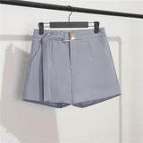 Zingj Photo Suit Shorts Female 2024 Summer New High Waist Loose Blue Five Split Pants Straight Tube Hong Kong Flavor Casual