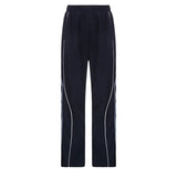 Zingj Street Style Stripe Color Design Basic Casual Pants 2023 Autumn / Winter New Elastic Waist Comfortable Woven