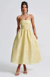 Zingj Women's New Temperament Sexy Slim Jacquard Satin Wipe Chest Money Dress
