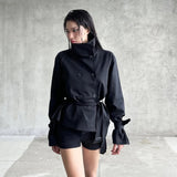 Dark Wind Simple Tie Belt Belt To Collect The Belt Casual Trench Coat Hottie High-End Feel Jacket