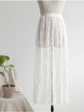Zingj Seasons Can Wear A Single Mesh Skirt Lace Bottom Skirt With A Skirt Long High Waist-Length See-Through