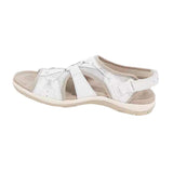 New Roman Slope Heel Sandals Round Head Magic Stick Retro Large-Size Beach Solid Sandals