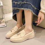 And Autumn 2025 New Lazy One Foot Flat Bottom Students British Style Retro Velvet Round Head Single Shoes
