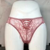Strapped Bow Lace Thong Sexy Thong Cotton Crotch Low-Rise Lady T-Shirt